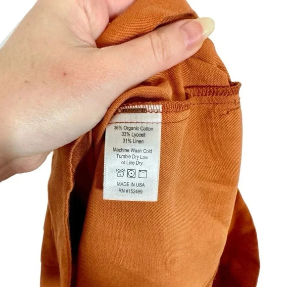 Amour Vert Frankie Cropped Wide Leg Cotton Linen Pants in Terracotta - Picture 7 of 12